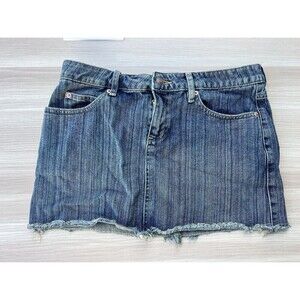 Vintage Y2K 2000s Old Navy Denim Jean Micro Mini Skirt Frayed Hem Size Small 6